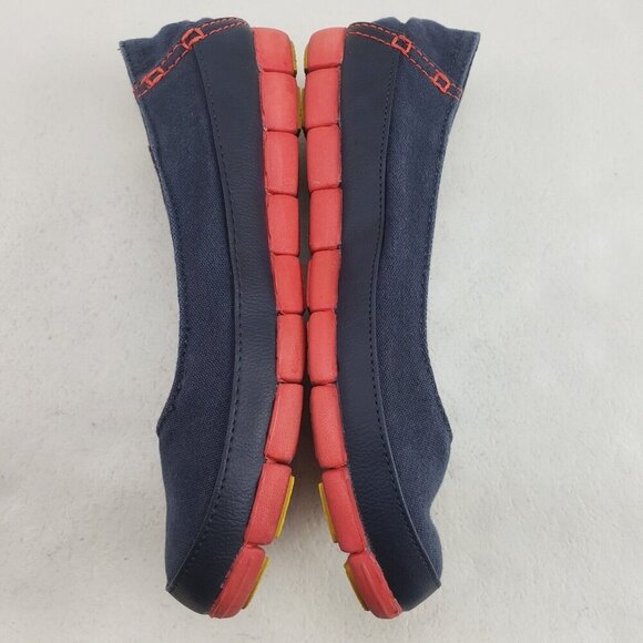 Crocs Skimmer Slip On Shoe Womens 7 Blue Comfort Stretch Sole Canvas Flat - Picture 6 of 10